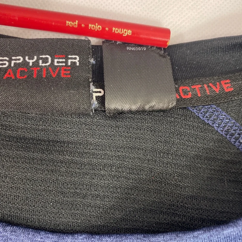 Spyder Active Mens Long Sleeve Shirt Pullover Athletic Blue Black Size XL - Picture 8 of 10
